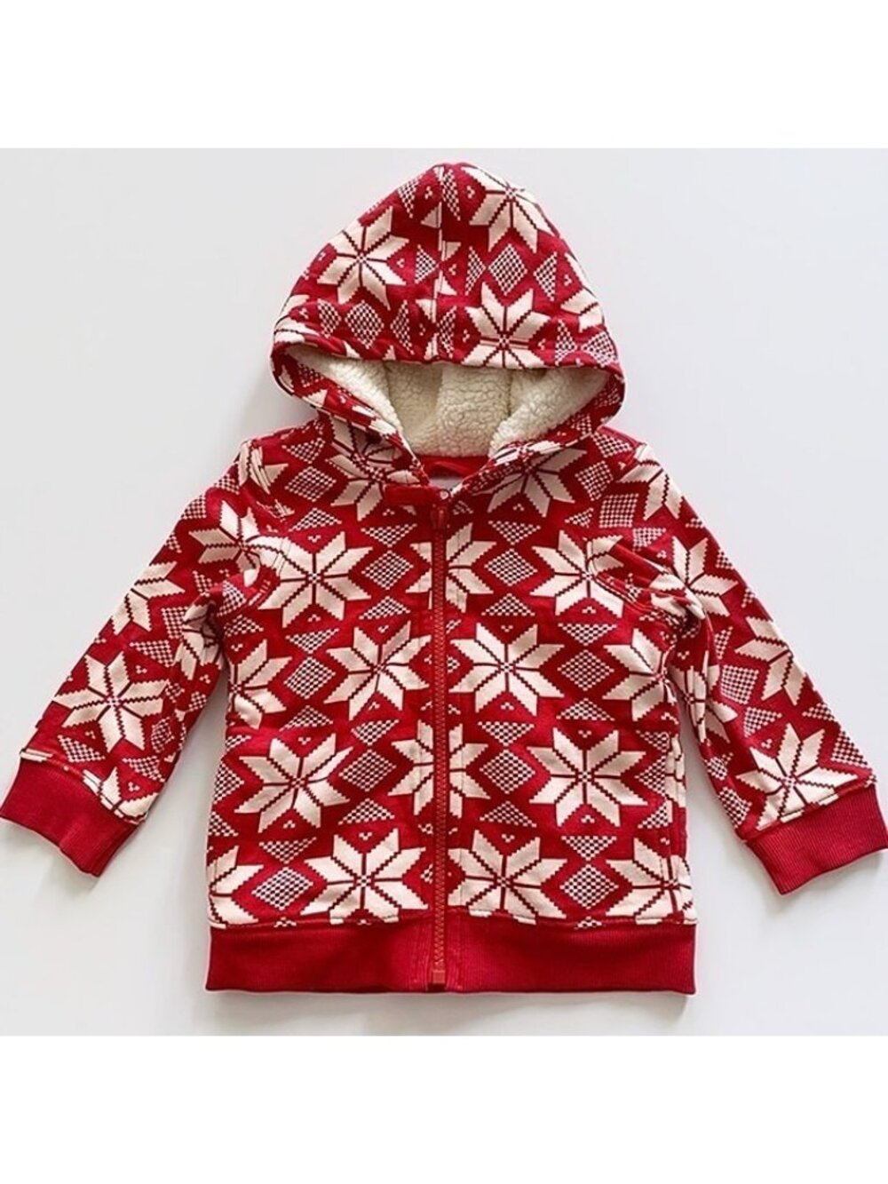 Hanna Andersson Kids Snowflake Sherpa Lined Hooded Jacket 2T 85 cm